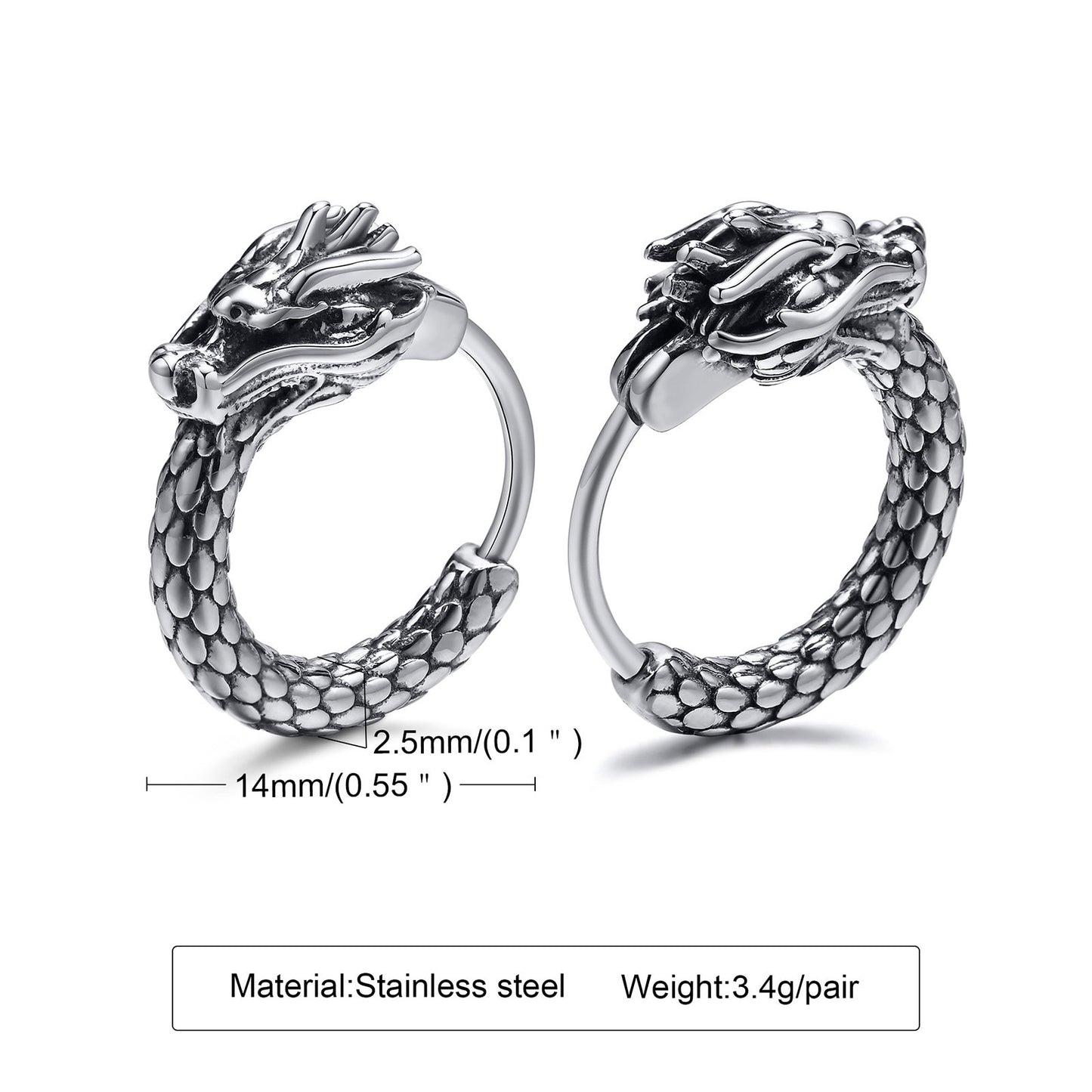 DRAGON EARRINGS - STAINLESS STEEL